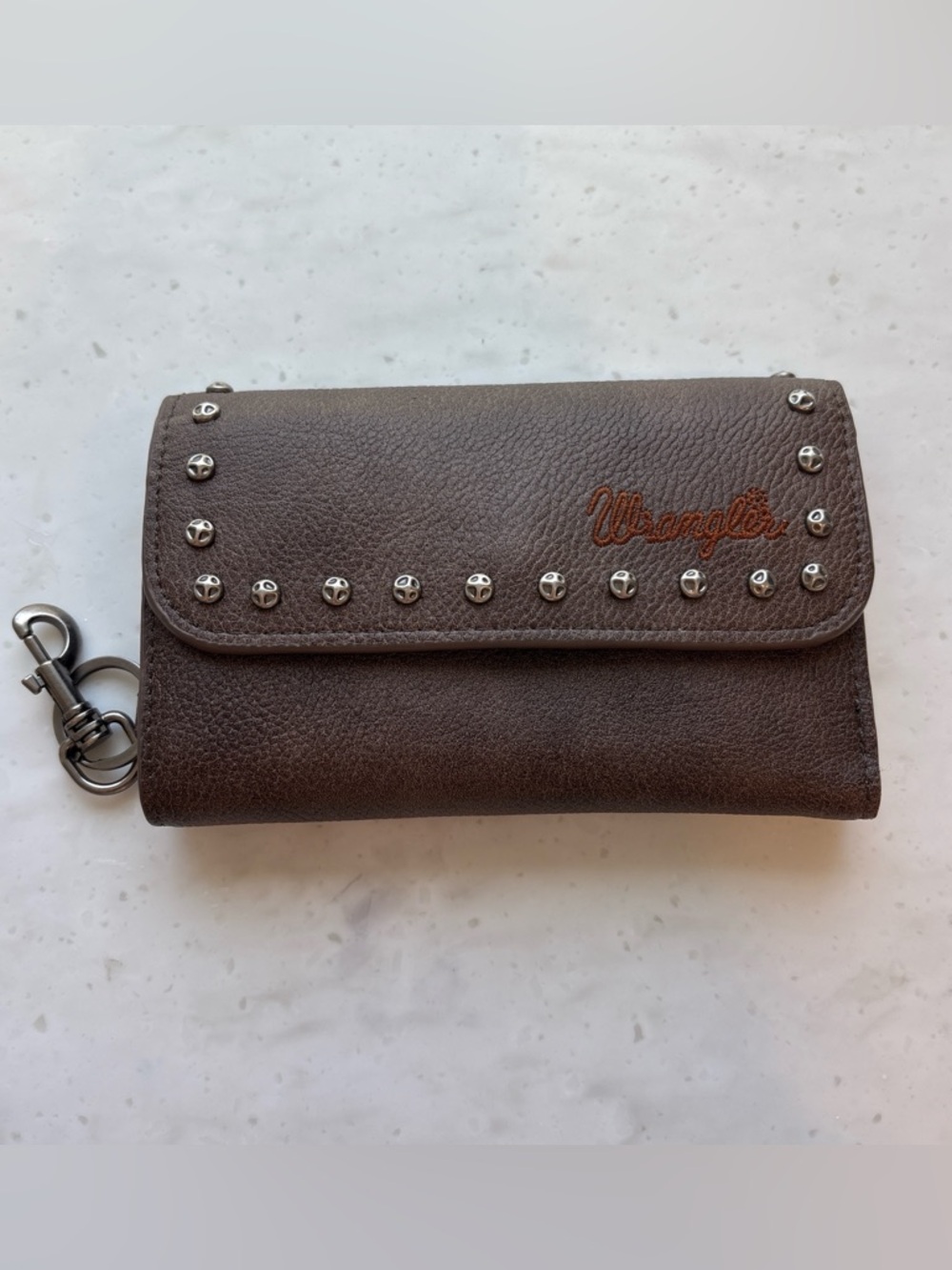 Wrangler Brown Leather Studded Wallet